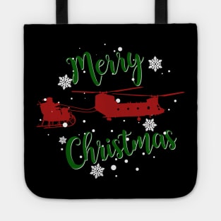 CH-47 Chinook Pulling Santa Merry Christmas Tote