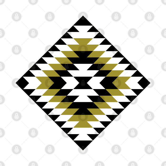 Aztec Symbol Diamond Black White Gold by NataliePaskell