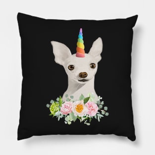 Cute Unicorn Puppy With Pastel Flowers Pillow