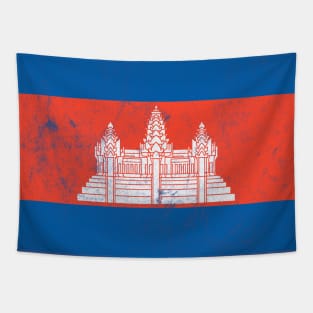 Cambodian Flag / Faded-Vintage Style Tapestry