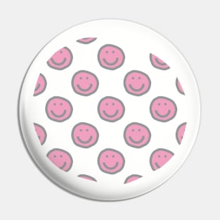 Prism Pink Round Happy Face with Smile Pattern Pin