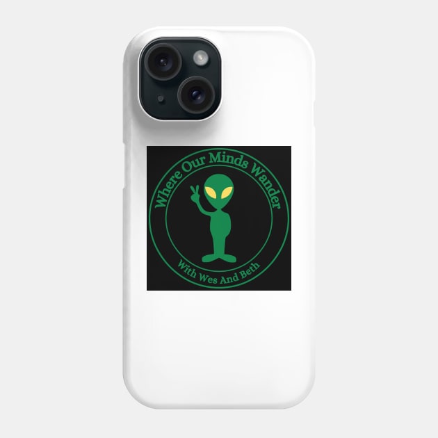 Alien small Logo Green with  Black background Phone Case by Where Our Minds Wander