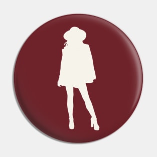 Woman Pop Art White Silhouette Pin