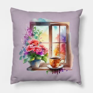 Morning Coffee at the Window Pillow