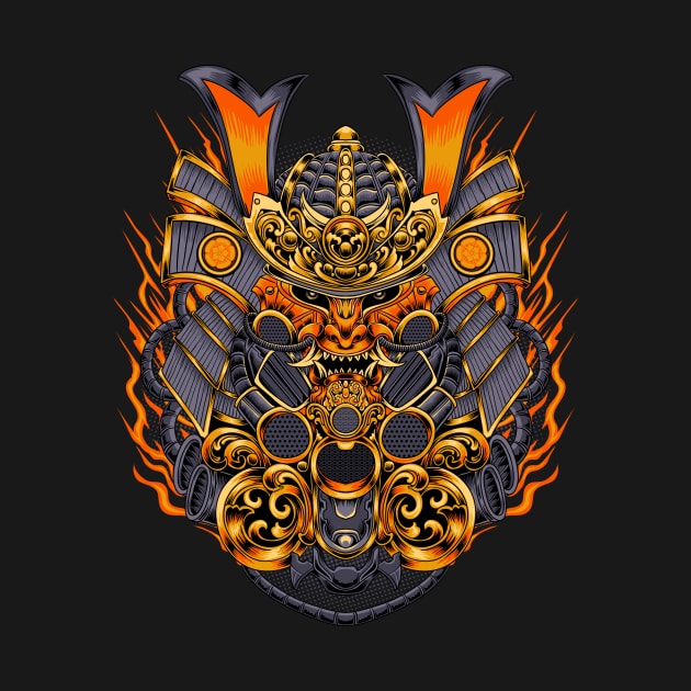 Gold Oni Mask Warrior by adidamar92