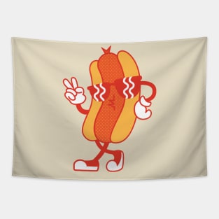 Rero Vinage Cool Hot Dog Weaing Glasses Funny Hot Dog Lover Food Tapestry