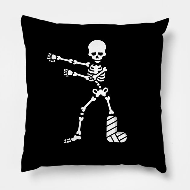 Broken leg plaster floss dance flossing skeleton Pillow by LaundryFactory