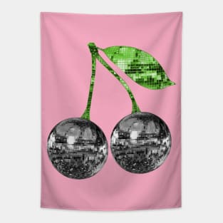 Pair of Silver Disco Ball Cherries Tapestry