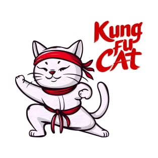 white cat kung fu cat master T-Shirt