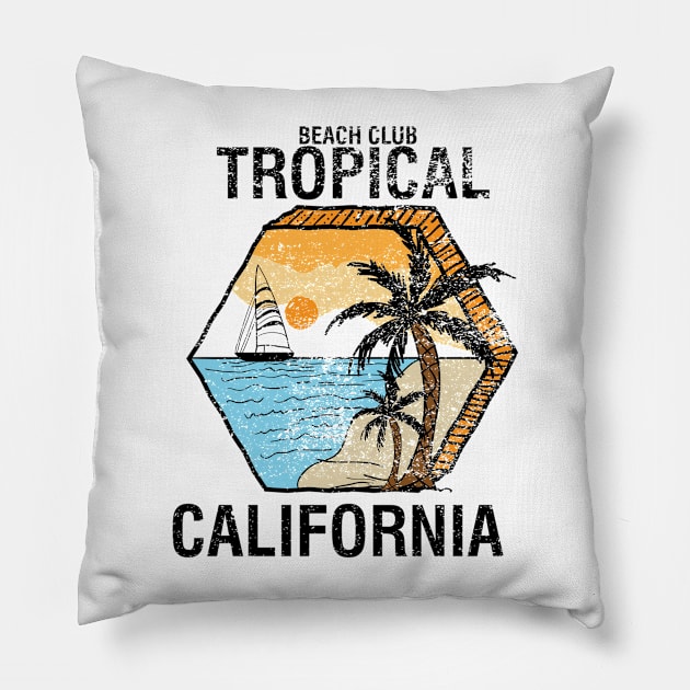 tropical California  Beach club Pillow by SSSD