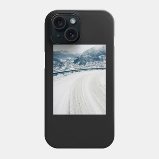 Wintertime in Norway - View on White Valley From Snow-Covered Mountain Road Phone Case