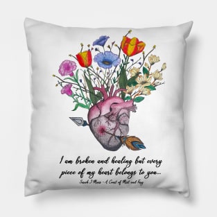 Floral ACoMaF Quote Pillow