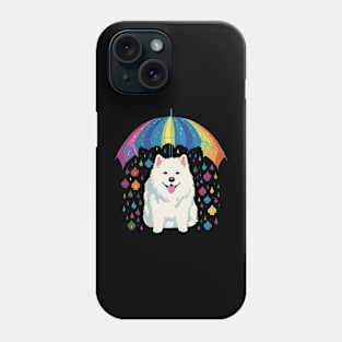 Samoyed Rainy Day With Umbrella Phone Case