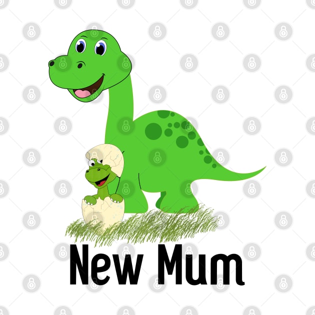 Mum and Baby Green Dinosaur by Miozoto_Design