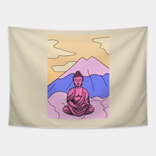 Vibrant Pink Purple and Yellow Buddha Graphic Tapestry