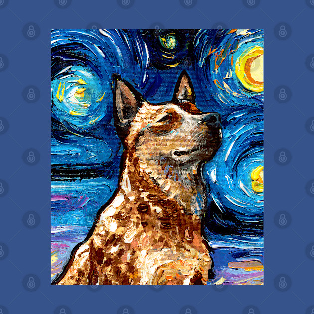 Red Heeler Night (Portrait) - Dog - T-Shirt