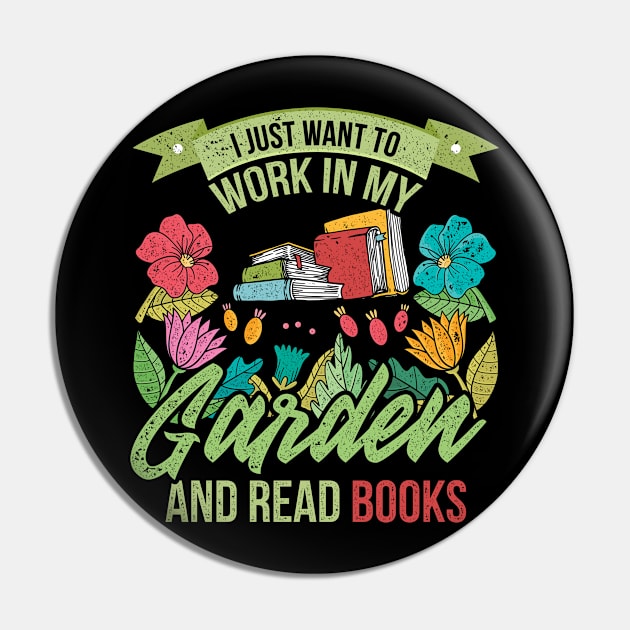 Read Books Retro Gardener Pin by shirtsyoulike