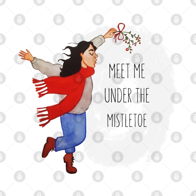 Meet me  under the mistletoe - Illustration by Le petit fennec