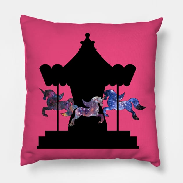 Unicorns Carousel Galaxy Pillow by PrintablesPassions