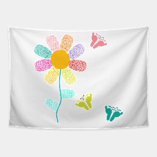 Colorful finger prints flower Tapestry