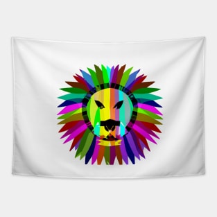 Cute Colorful Lion Shape Head Drawing Tapestry