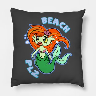 Retro Kawaii Anime Mermaid 'Beach Plz' Pillow