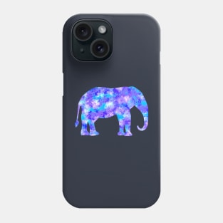 Elephant Silhouette in Blue Lavender & Aqua Phone Case