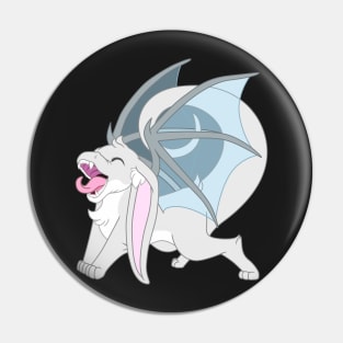 Happy yawning bunny dragon white Pin