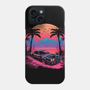 Retro Car in Synthwave Style Phone Case