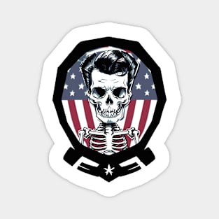 Fun Rockabilly Patriotic Skeleton Magnet