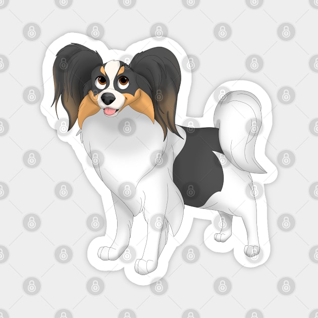 White, Black & Tan Papillon Dog Magnet by millersye