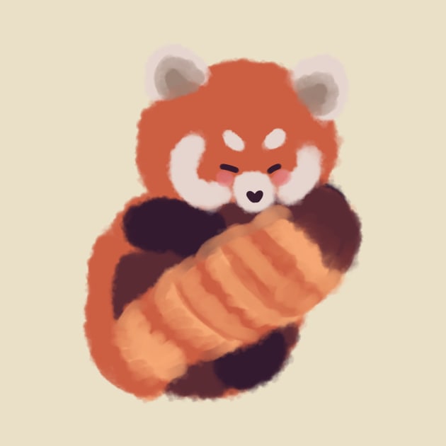 Cute red panda sleeping by Mayarart