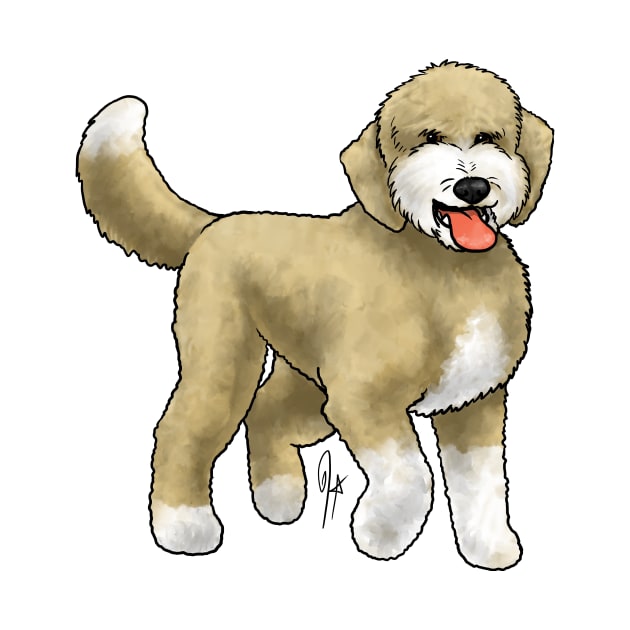 Dog - Sheepadoodle - Tan and White by Jen's Dogs Custom Gifts and Designs