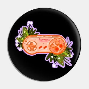 Retro Floral Video Game Controller Pin