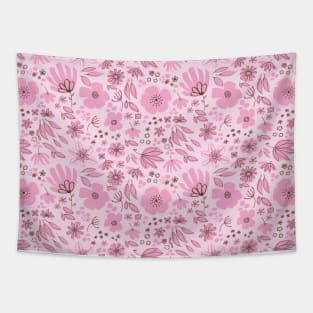 Pretty pink hand-drawn flowers Tapestry