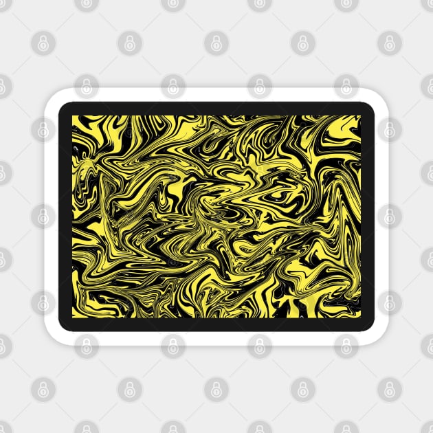 Black and yellow random swirls Magnet by Russell102