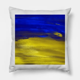 Yellow Navy Abstract Paint Art Pillow