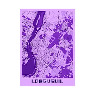 Longueuil - Canada Lavender City Map T-Shirt