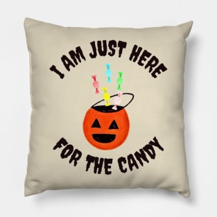 I Am Just Here For the Candy, Funny Halloween, Funny Gift (Pastel Orange) Pillow