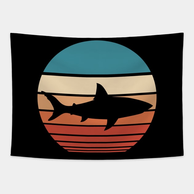 Shark Retro Sunset Tapestry by FauQy
