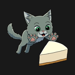 Maine Coon Cat excited to eat Cheese Cake T-Shirt