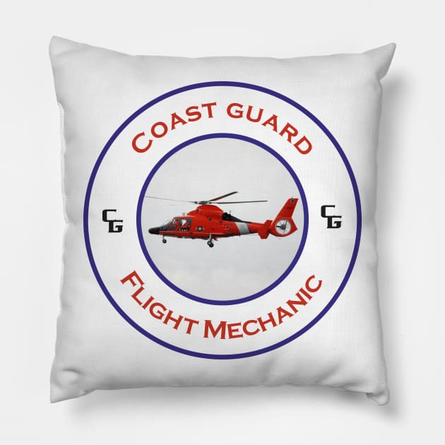 Flight mechanic -  US Coast Guard Search and Rescue Helicopter - Dolphin Pillow by AJ techDesigns
