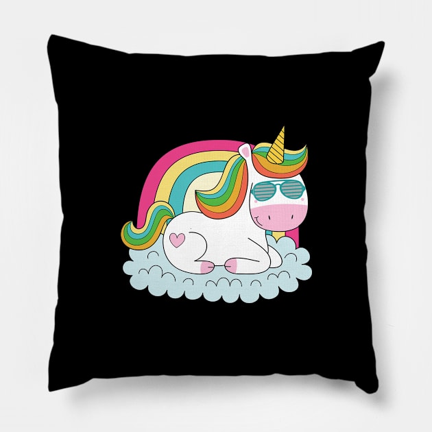 Unicorn rainbow Pillow by HBfunshirts