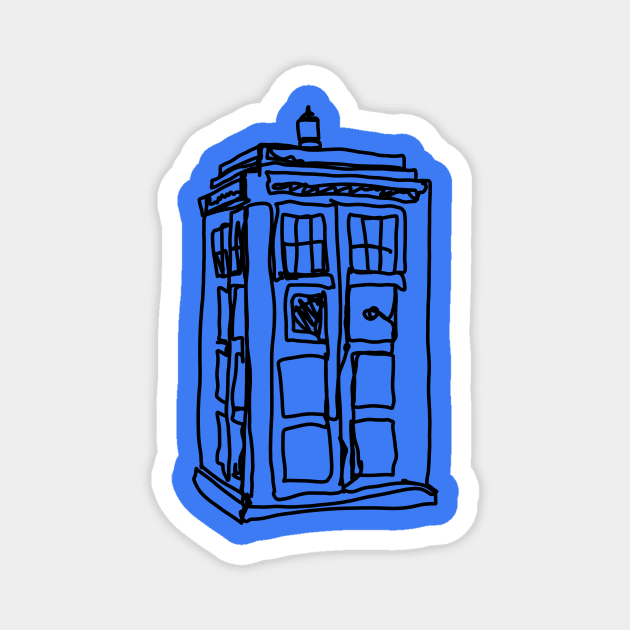 Bad Line Art Tardis Magnet by CatsandBats