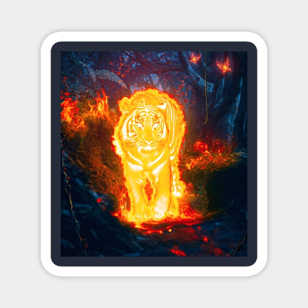 Blazing Tiger Magnet by Ergen Art