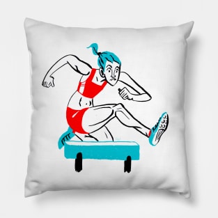 Woman Hurdling Pillow