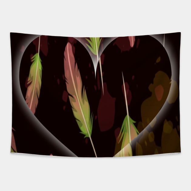 Feather Boho Autumn Fall Art Tapestry by Moon Art