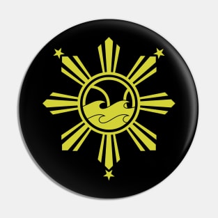 CoVA Tennis - Coastal Virginia Tennis Ball and Beach Waves Logo Design with Philippines Sun and Stars Pin