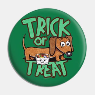 Funny and cute doxie dachshund dog going trick or treating on halloween to get more candy on a scary and spooky night Pin