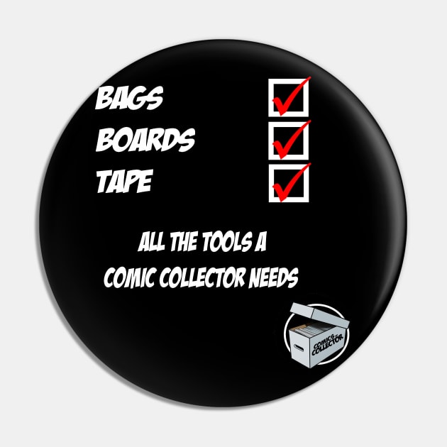 Comic Collector Check List T-Shirt White Text version Pin by DCComics_Collector